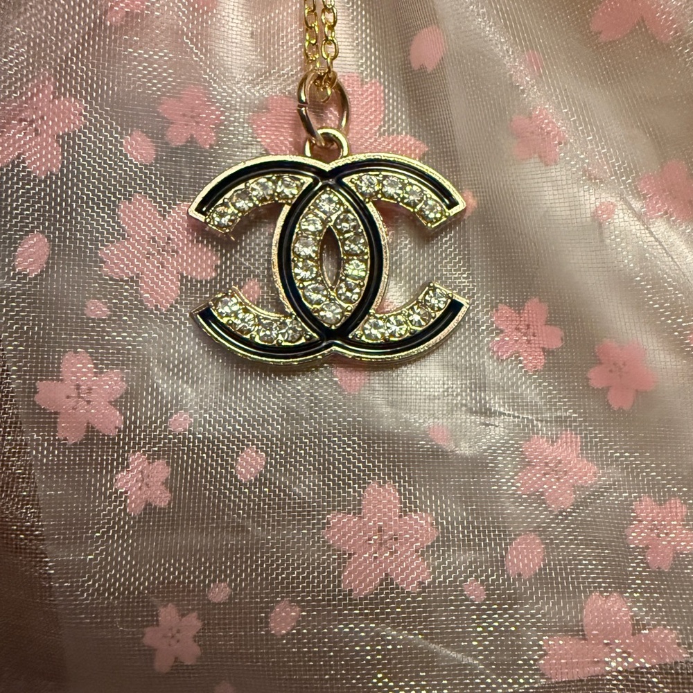 Chanel Gold and Black Rhinestone Zipper Pull